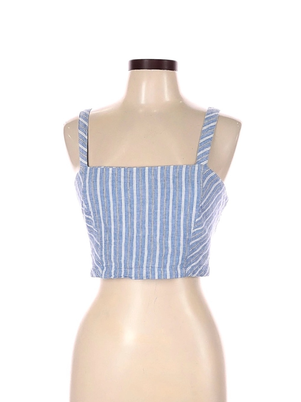 Z Supply Cambria Blue White Striped Square-Neck Crop Tank Corset Top M